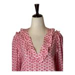 Zadig & Voltaire Zadig & Voltaire Dress Women XL Pink White Judo Evil Eye Ruffle Fit And Flare Photo 4