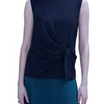 MM.LaFleur 💙💖 M.M. Lafleur Navy Bronte Draped Sleeveless Blouse Photo 0