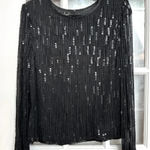 Laurence Kazar Vintage  100% Silk Black Beaded Sequins Evening Blouse Size Medium Photo 0