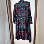 Chico's  Satin Scroll Print Shirt Dress 1.5 US 10 Black Floral Button Artsy Boho Photo 3