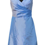 Da Vinci Ice Blue Satin Fit & Flare Y2K Holiday Party Dress Size 10 VTG Photo 0