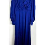 Mac Duggal Empire Long Sleeve Satin Trumpet Gown in Royal Blue Size US 4 Photo 2