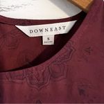 Downeast  3/4 Sleeve Maroon Floral Blouse. Size Small. EUC Photo 2