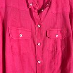Alain Figaret Hot Pink 100% Linen Button Down Long Sleeve Collared Shirt 42 Photo 1
