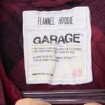Garage  Womens Medium Flannel Hoodie Long Sleeve Plaid Button Up Shirt Streetwear Photo 4