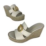 Christian Dior White CD Montaigne Wedge Slide Sandals Photo 3