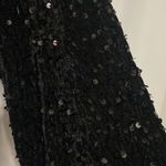 Embroidered Bird and Floral Sweatshirt LONG BLACK SEQUINED SLEEVES Pink Cuffs Size XL Photo 3