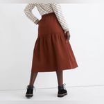Madewell  - Diamond Jacquard Drawstring Midi Skirt W/ Pockets | Rust - Large -New Photo 3