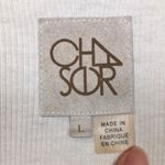 Chaser  Women's Ribbed Knit Ivory V-Neck Long Sleeve Snap Buttons Shirt Photo 6