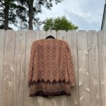 Leslie Fay Leslie day brown boho‎ king sleeve vintage top size 16 Photo 6