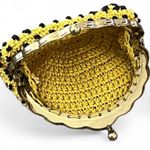 Vintage Beaded Coin Purse Pouch Yellow Photo 1