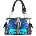Butterfly Art Buckle Women's Handbag Purse Blue Photo 0