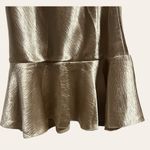 Saloni Satin Champagne Gold Backless Ruffle Hem Cowl Neck Midi Dress Size 8 Photo 11