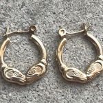 14k Yellow Gold Stamped Ram Head Hoop Vintage Women’s Earrings Hollow Photo 0