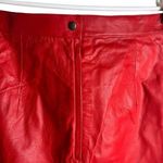 Andrew Marc  Red Vintage 80s Leather Skirt Size 14 Photo 0