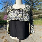 Jones New York women's Top 1X clear sequin Black/Lt Citron 3/4 sleeve Boxy blouse Photo 4