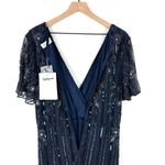 Mac Duggal Sequin Embellished Beaded Faux Wrap Gown Navy Blue Sz 14 NWT 93654 Photo 10