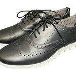 Cole Haan  Womens ZeroGrand Oxford Sneaker Size 9.5 Wingtip Black Leather Brogue Photo 0