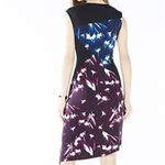 BCBGMAXAZRIA  Daphney Black Stained Glass Floral Print Asymmetrical Dress Photo 2