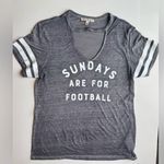 EXPRESS “Sundays are for Football” V neck Short Sleeve Slub Knit Tee Grey XS Photo 3