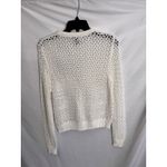 AQUA  White Crochet Knit Sweater Crystal Accents Long Sleeve‎ Top Size L Photo 6