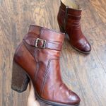 Frye • Patty Riding Bootie brown leather Redwood ankle boot heeled strap buckle Photo 1