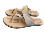 Sorel  Ella II Slip-On Flip Flop Sandals Suede Leather Neutral Tan Size 8 Women's Photo 6