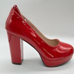 Allegra K  Heels Women 7 Red Platform Block Heel Ankle Buckle Strap Y2K 2000s NEW Photo 2