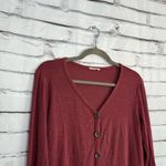Olivia Rae  Button Front Peplum Cardigan Top Women’s Medium Burgundy Red V-Neck Photo 2
