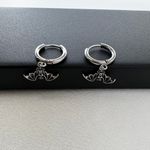 Bat Dangle Drop Earrings for Men Women,Streetwear Punk Hip Hop Unisex Style Silver Photo 3