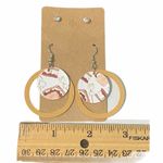 None Dangle Statement Earrings Set Vegan Leather Silver Crystal Studs S’mores White Photo 2