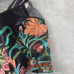 L'ATISTE Black Mesh Blouse with Multicolor Floral Design Photo 6