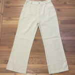 HYFVE  Khaki High Rise Wide Leg Lightweight Cotton Denim Trouser Pants Medium New Photo 0