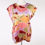 Halogen  Abstract Floral Cap Sleeve Blouse Pink Orange XS NWT Photo 1