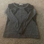 Chloe K Lightweight Sweat Top with Lace Embroidery Photo 0