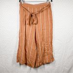 Anthropologie  Orange Striped Portia Linen Wide Leg Tie Waist Pants‎ Photo 2