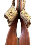 Jack Rogers HAMPTONS MID-WEDGE LEATHER GOLD WHIPSTITCH SANDAL SHOES 9 Photo 2