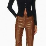 Aritzia Wilfred High Waisted Vegan Leather Rebel Pant In Cognac Photo 0