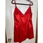 Princess Polly  NEW Lina Mini Dress Red Size 12‎ V Neck Satin Photo 3