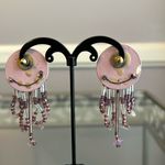 Vintage lavender and purple handmade earrings with flowers and dangling beads Photo 4