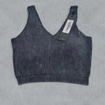 NWT S.Deer Ribbed V Neck Crop Top Shirt Womens L Mineral Wash Grey Bralette Gray Size L Photo 0