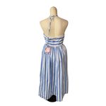 Avec Les Filles NWT Stripe Halter Neck Cotton Blend Midi Dress 6, BLUEWHITE Photo 10