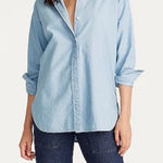 J.Crew  Relaxed Fit Chambray Shirt Womens 8 Blue Long Sleeve Button Up Preppy Photo 0
