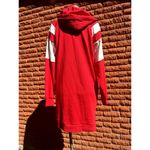 Gap stripe raglan sleeve hoodie sweatshirt dress red and white women's medium Photo 2