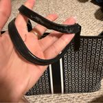 Tory Burch Gemini Link Canvas Tote Navy Black Striped Chain Print Large Bag Photo 7