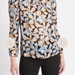 Rebecca Taylor Bow Fluer Silk Top in Black Combo Size Medium Photo 0