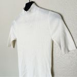 Madewell  Sweater Womens Ribbed Merino Wool Mockneck Short Sleeve Tee Ivory‎ XS Photo 3
