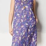 J. Jill Linen Sleeveless Floral Dress w Pockets Purple Medium LARGE Photo 0
