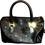 MCM VINTAGE Black Visetos Boston Top Handle Hand Bag MADE IN GERMANY Photo 11