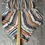 Derek Heart  Vibrant Orange and GREEN short Romper with Vertical Stripes Photo 5